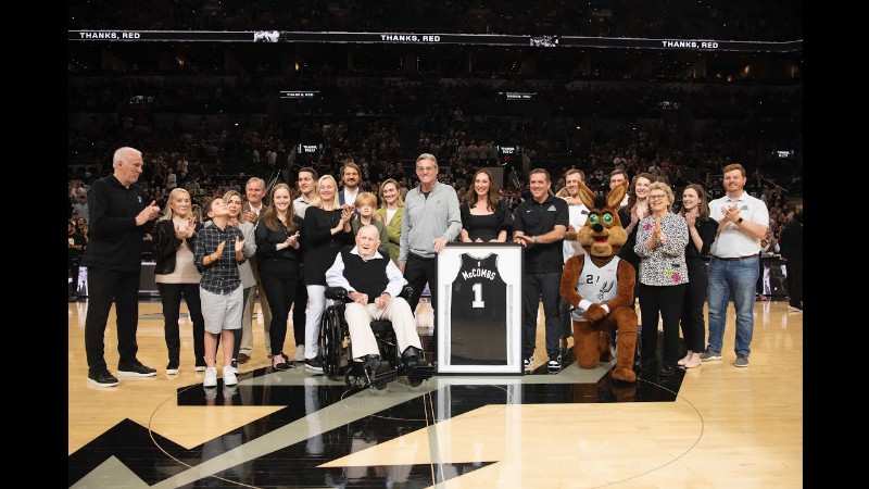 image 0 San Antonio Spurs Recognize Legendary Owner Red Mccombs And His Family For Fan Appreciation Night
